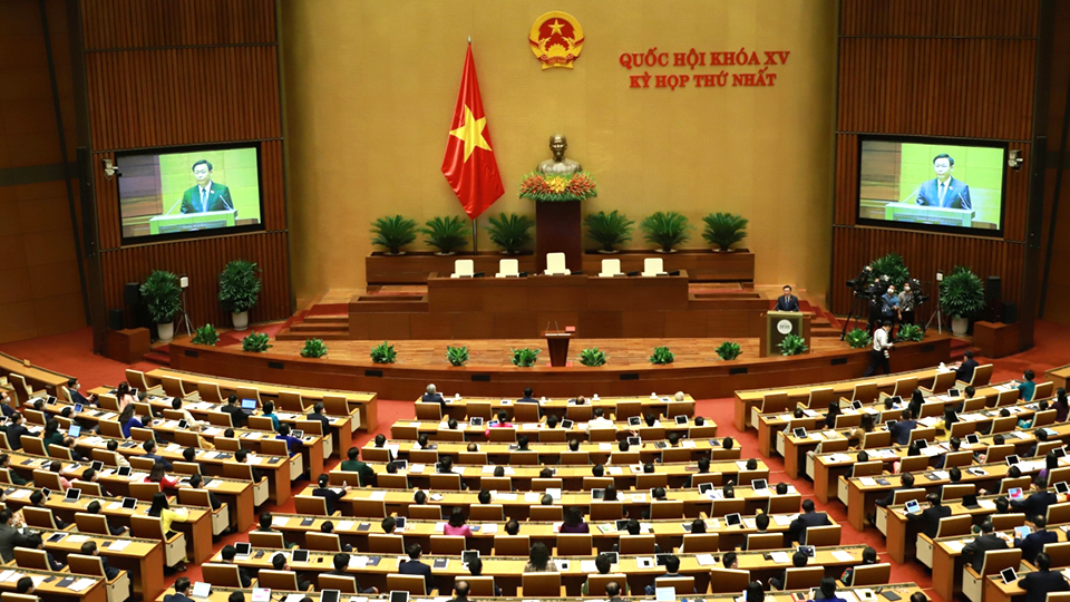 Bế mạc kỳ họp thứ nhất, Quốc hội khóa XV. Ảnh: VOV